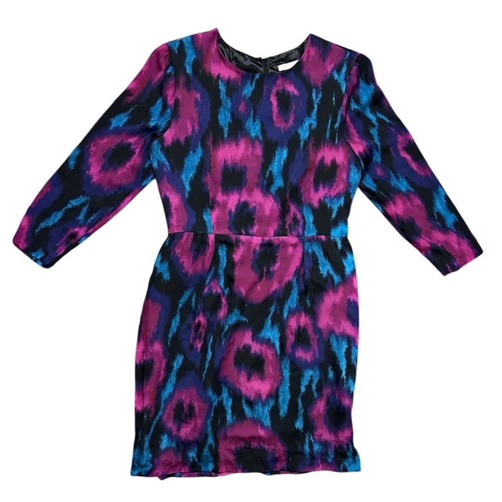 Hutch Anthropologie Floristry Watercolor Dress Purple Blue Long Sleeve Size 8